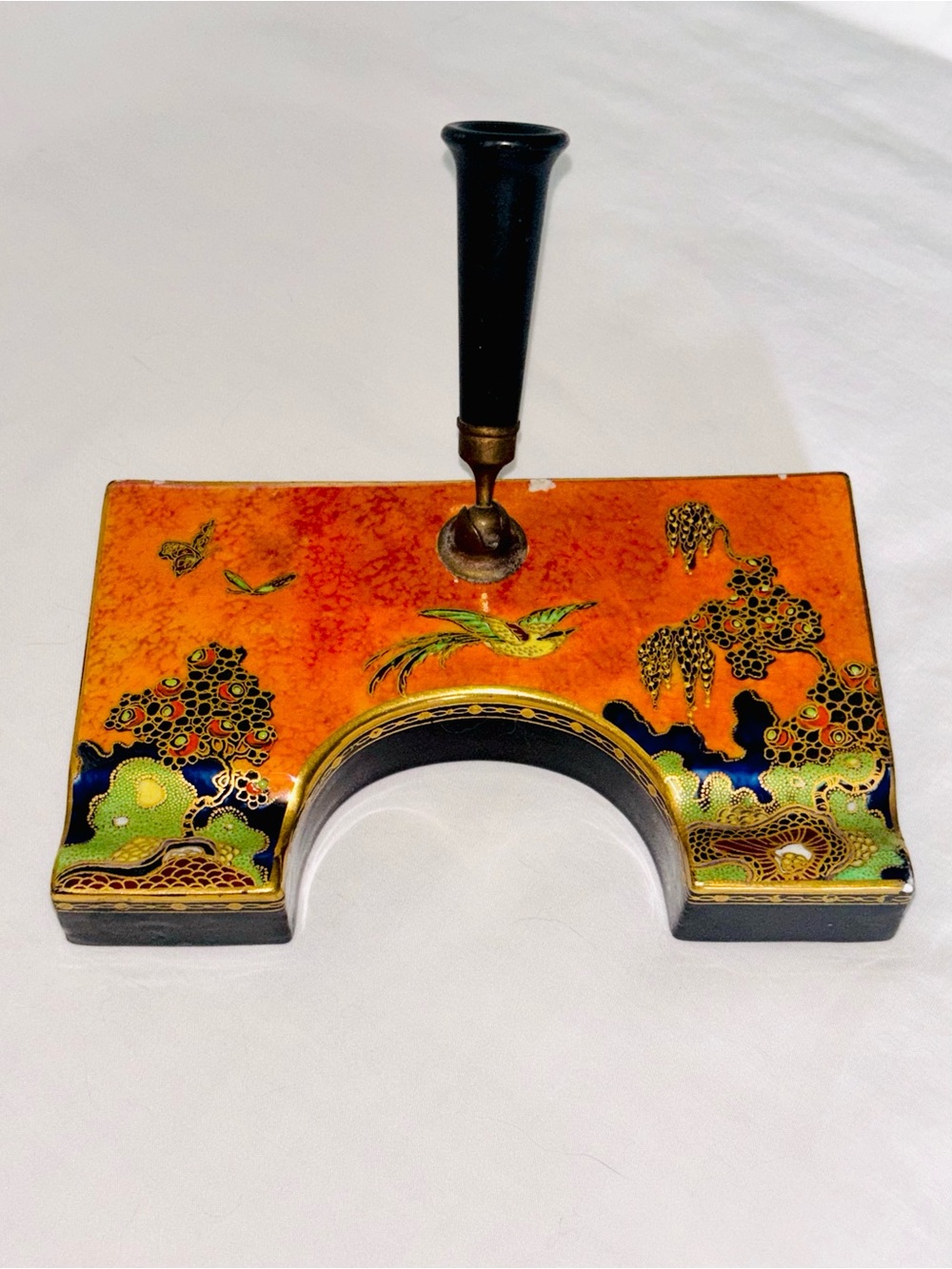 Art Deco Carlton Ware Onoto Pen Holder Paradise Bird Lustreware England 1920s